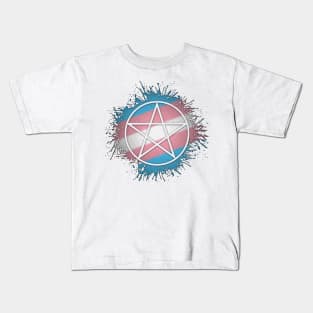 Paint Splatter Transgender Pride Pentacle Symbol Kids T-Shirt